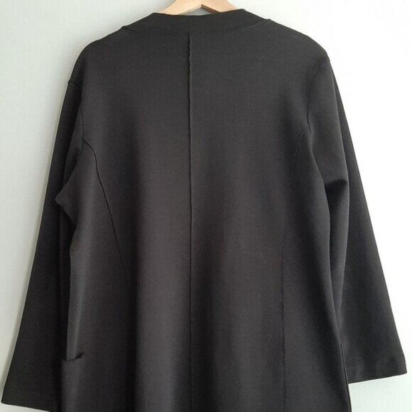 OLSEN / Europe Unstructured Comfy Stretch Long Blazer Cadigan Jacket Black Sz M - Picture 6 of 8